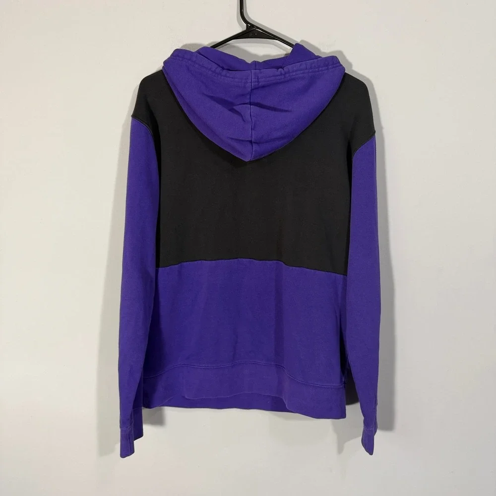 Jordan Air Mens Hoodie Purple Black Colorblock Jumpman Fleece Pullover Small
